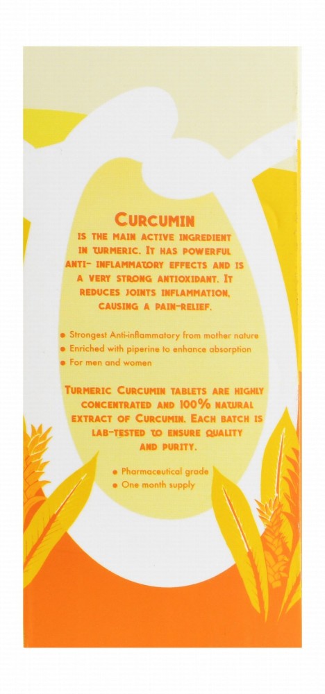 Organic Nation 1000mg Turmeric Curcumin Anti-Inflammatory & Antioxidant Joint Support Supplement - vegan, GMO free