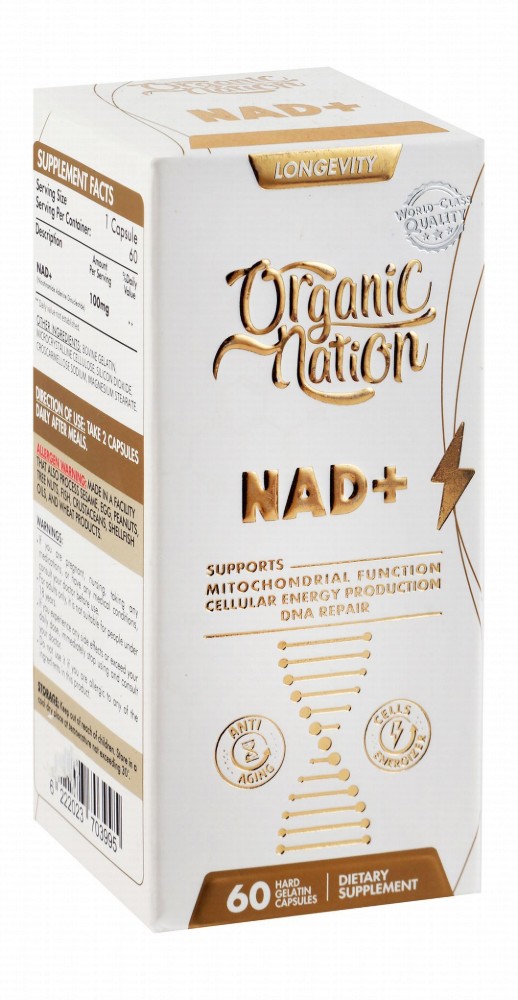 Organic Nation 100mg Nicotinamide Adenine Dinucleotide Mitochondrial Function, Cellular Energy Production & DNA Repair Health Support Supplement