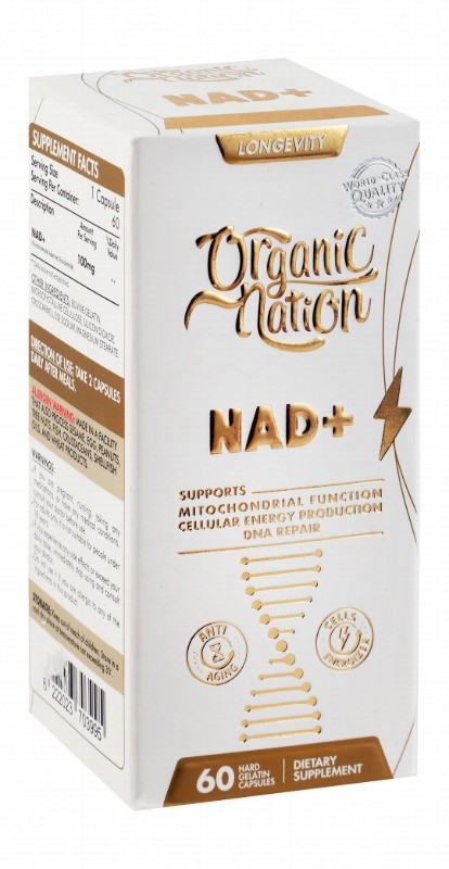Organic Nation 100mg Nicotinamide Adenine Dinucleotide Mitochondrial Function, Cellular Energy Production & DNA Repair Health Support Supplement