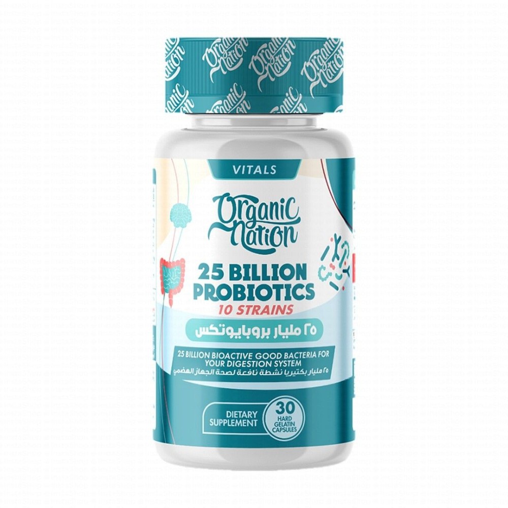 Organic Nation 25 Billion Probiotics Digestive System Support Supplement