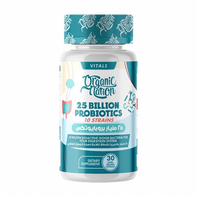 Organic Nation 25 Billion Probiotics Digestive System Support Supplement