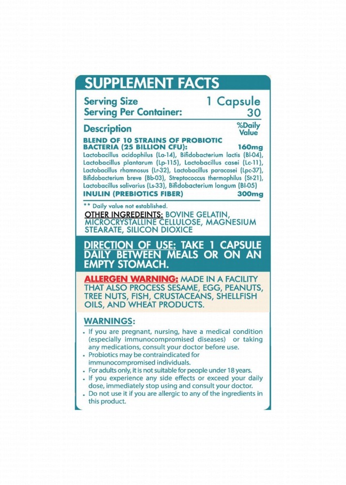 Organic Nation 25 Billion Probiotics Digestive System Support Supplement