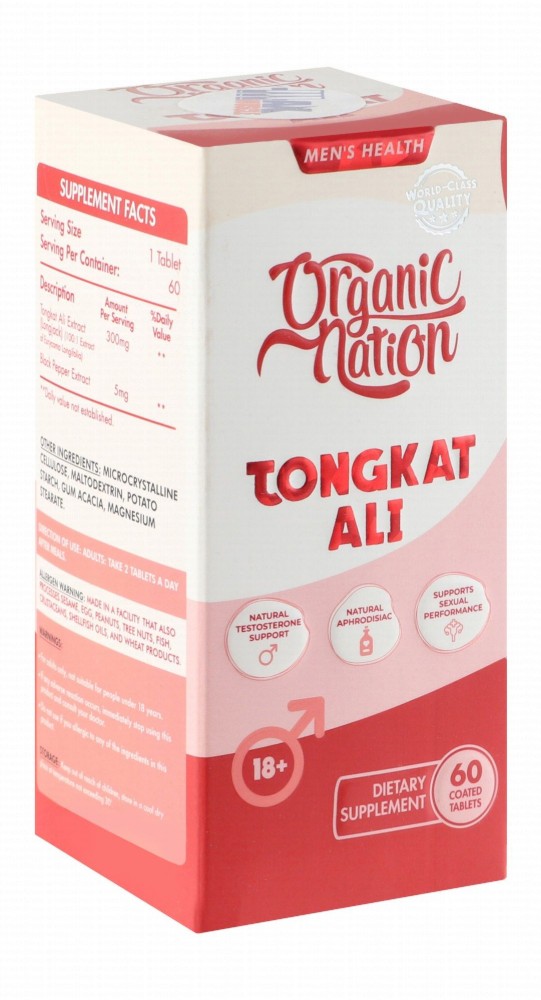 Organic Nation 300mg Tongkat Ali Extract Natural Testosterone, Aphrodisiac & Sexual Performance Support Supplement with Black Pepper Extract (18+ Years)