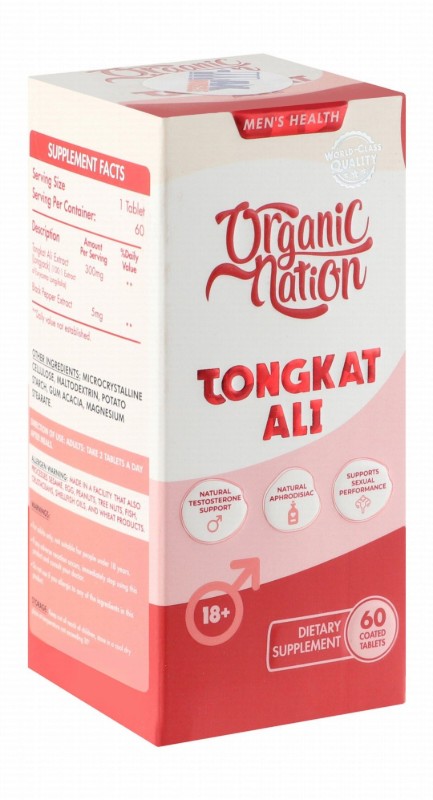 Organic Nation 300mg Tongkat Ali Extract Natural Testosterone, Aphrodisiac & Sexual Performance Support Supplement with Black Pepper Extract (18+ Years)