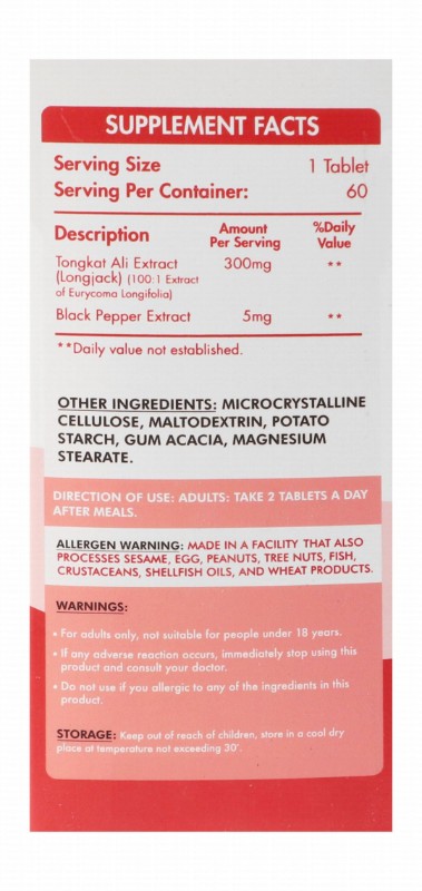 Organic Nation 300mg Tongkat Ali Extract Natural Testosterone, Aphrodisiac & Sexual Performance Support Supplement with Black Pepper Extract (18+ Years)