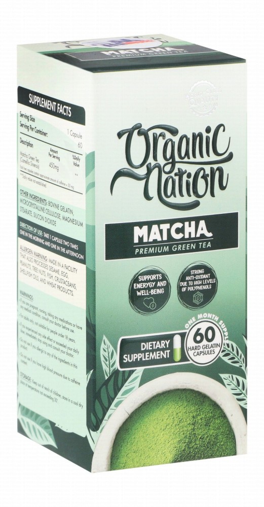 Organic Nation 450mg Matcha Green Tea Antioxidant & Energy Support Supplement