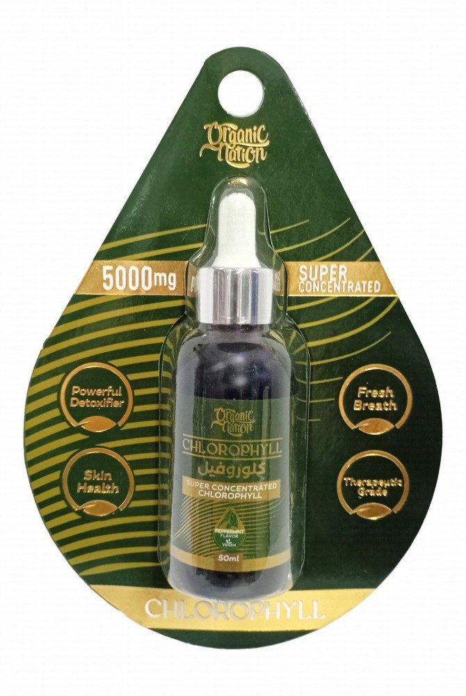Organic Nation 5000mg Chlorophyll Detoxifying Skin Health Support Liquid Supplement Peppermint Flavor - vegan