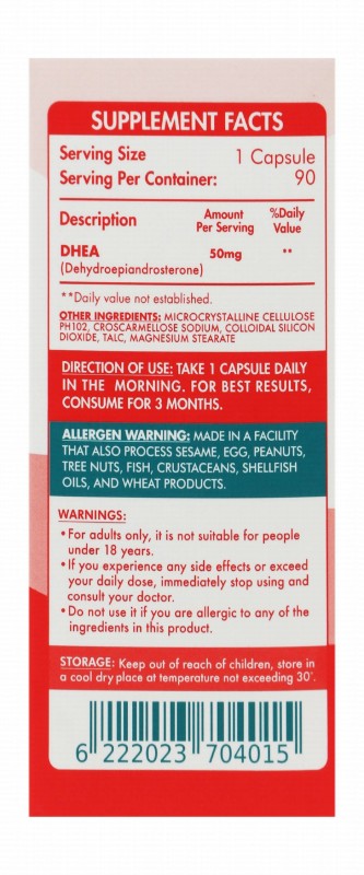 Organic Nation 50mg DHEA Testosterone Production Support Supplement (18+ Years)