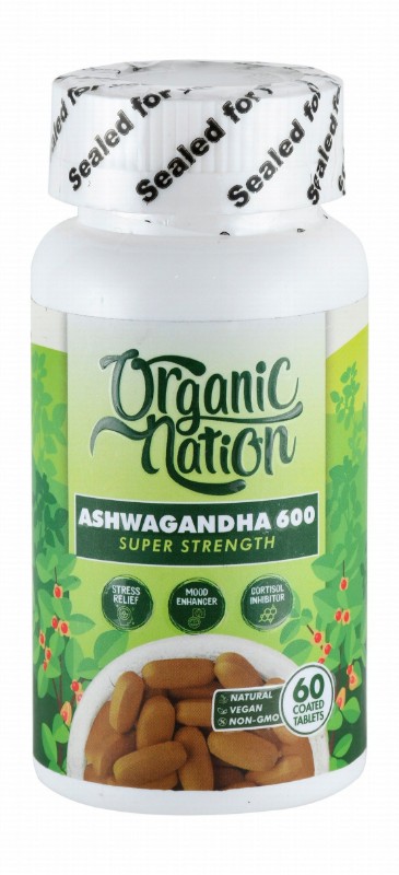 Organic Nation 600mg Ashwagandha Stress & Mood Support Supplement - vegan, GMO free