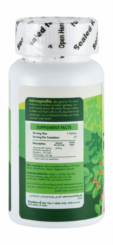 Organic Nation 600mg Ashwagandha Stress & Mood Support Supplement - vegan, GMO free