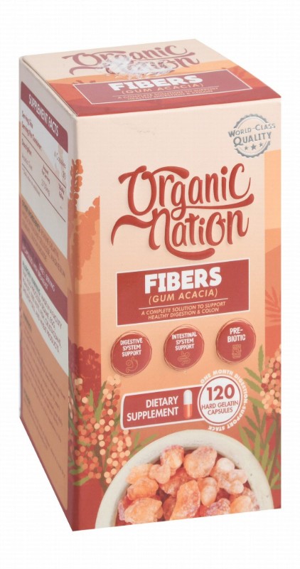 Organic Nation Fibers 2750mg Gum Acacia Digestive & Intestinal Support Supplement with Prebiotics