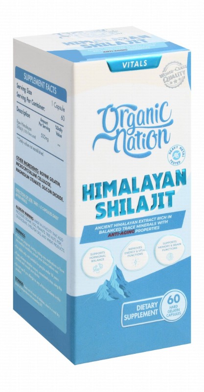 Organic Nation Vitals 500mg Himalayan Shilajit Hormonal, Energy & Brain Support Supplement