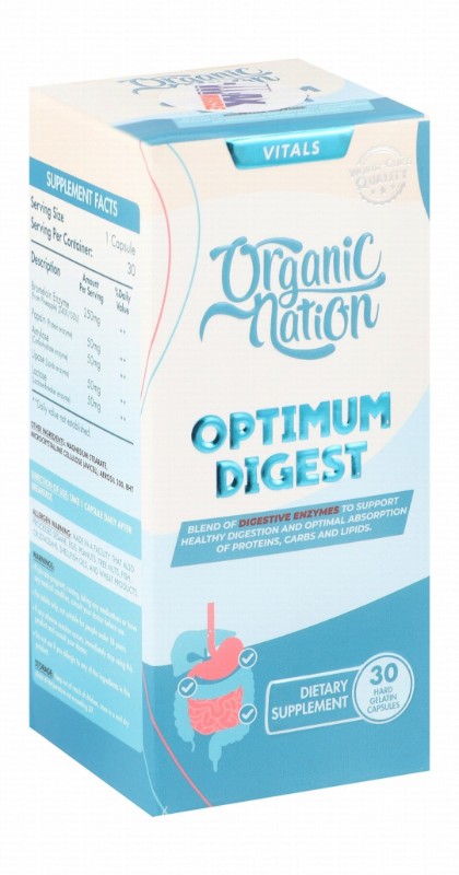 Organic Nation Vitals Optimum Digest Digestion Health Support Supplement