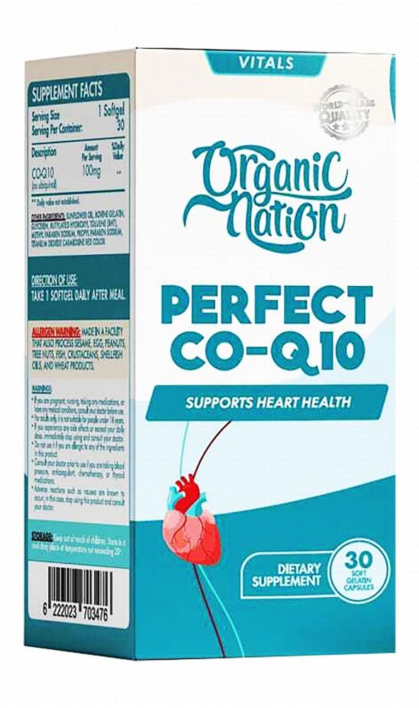 Organic Nation Vitals Perfect 100mg CO-Q10 Heart Support Supplement