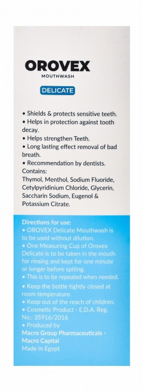 Orovex Delicate Mouthwash for Sensitive Teeth & Gum - alcohol free, sugar free, color free