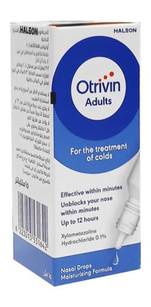Otrivin 0.1% Xylometazoline Hydrochloride Cold Relief Nasal Drops for Adults