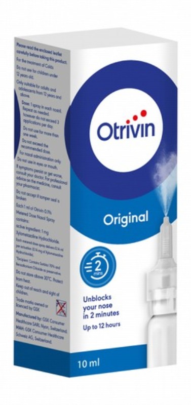 Otrivin Original 0.1% Xylometazoline Hydrochloride Metered Dose Nasal Spray