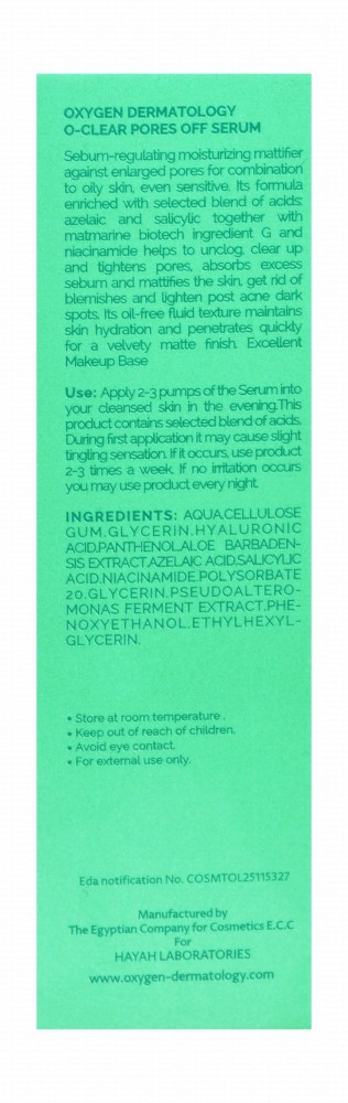 Oxygen Dermatology O-Clear Pores Off Facial Serum with Niacinamide, Azelaic & Salicylic Acids