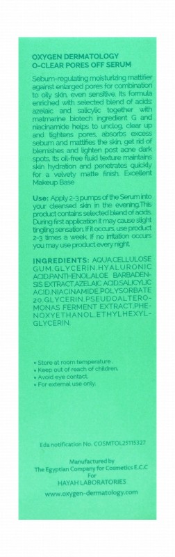 Oxygen Dermatology O-Clear Pores Off Facial Serum with Niacinamide, Azelaic & Salicylic Acids
