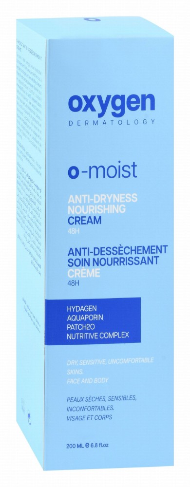 Oxygen Dermatology O-Moist 48H Nourishing & Anti-Dryness Face & Body Cream with Hydagen Aquaporin, Patch20 & Nutritive Complex for Dry, Sensitive & Uncomfortable Skin - oil free, fragrance free