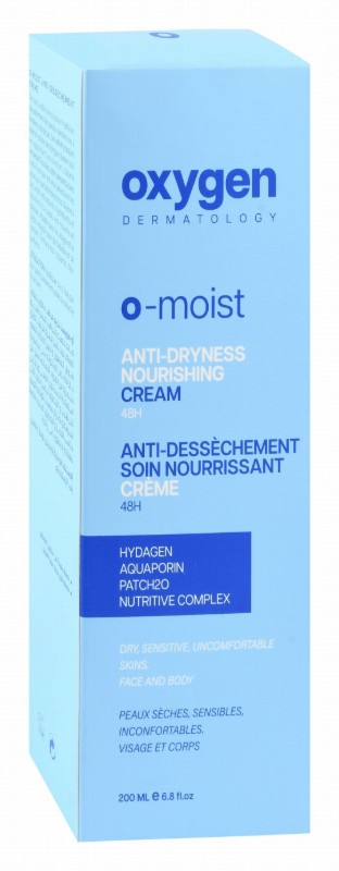 Oxygen Dermatology O-Moist 48H Nourishing & Anti-Dryness Face & Body Cream with Hydagen Aquaporin, Patch20 & Nutritive Complex for Dry, Sensitive & Uncomfortable Skin - oil free, fragrance free
