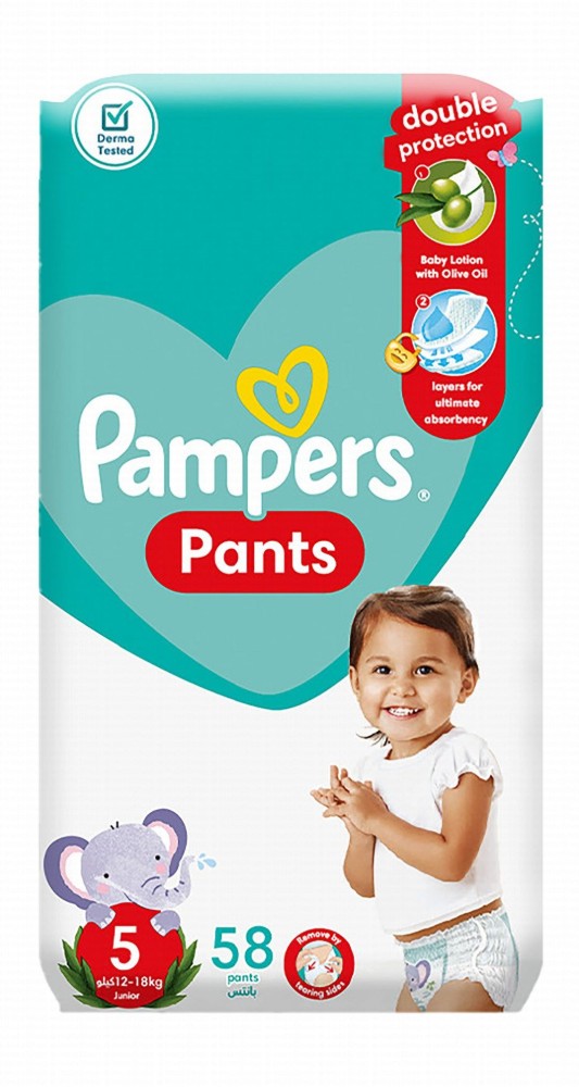 Pampers Junior Baby Diaper Pants with Olive Oil Lotion Size 5 (12-18kg)