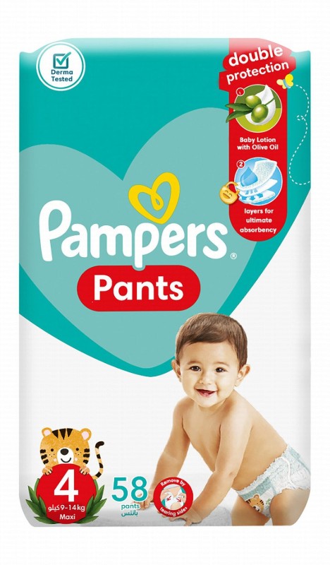 Pampers Maxi Baby Diaper Pants with Olive Oil Lotion Size 4 (9-14kg)