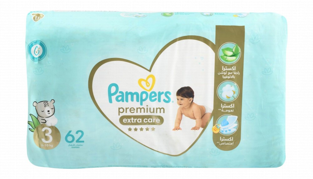 Pampers Premium Extra Care Diapers with Aloe Vera Lotion Size 3 (6-10kg)