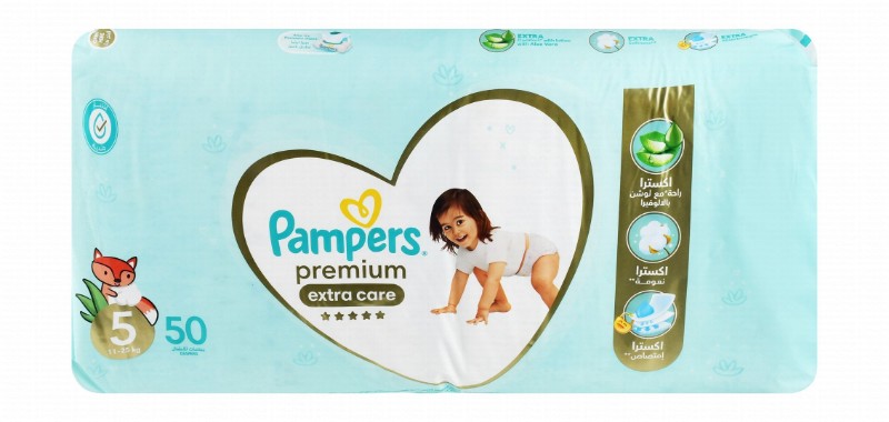 Pampers Premium Extra Care Diapers with Aloe Vera Lotion Size 5 (11-25kg)