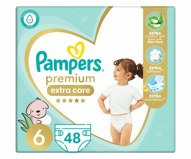 Pampers Premium Extra Care Diapers with Aloe Vera Lotion Size 6