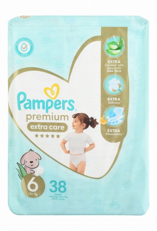 Pampers Premium Extra Care Diapers with Aloe Vera Lotion Size 6 (13+ kg)