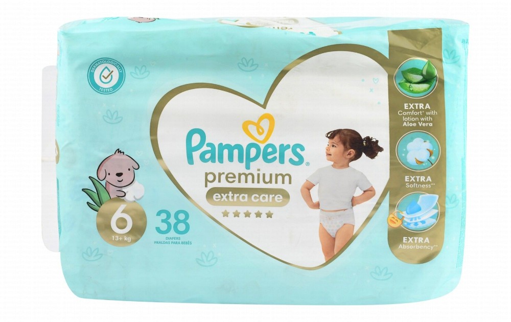 Pampers Premium Extra Care Diapers with Aloe Vera Lotion Size 6 (13+ kg)