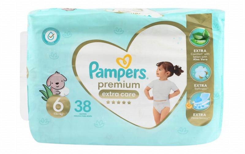 Pampers Premium Extra Care Diapers with Aloe Vera Lotion Size 6 (13+ kg)