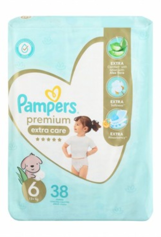Pampers Premium Extra Care Diapers with Aloe Vera Lotion Size 6 (13+ kg)