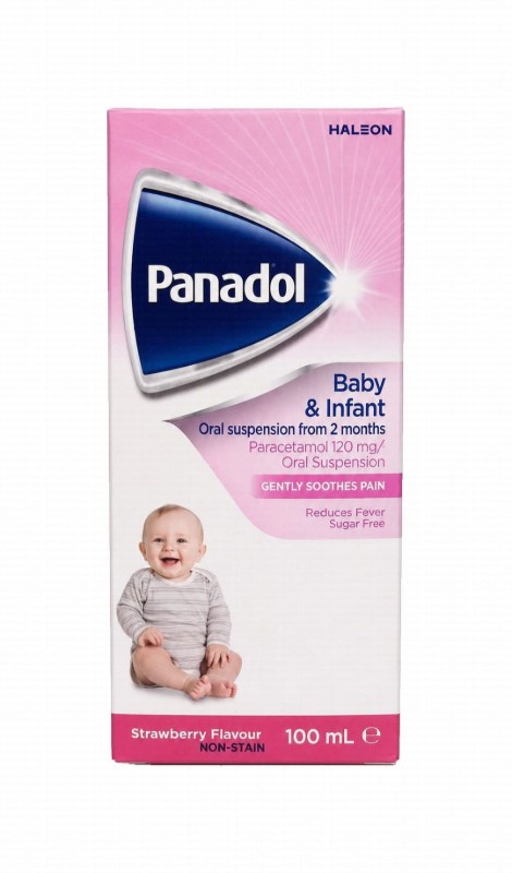 Panadol Baby & Infant 120mg Paracetamol Oral Suspension Strawberry Flavor for Pain Relief & Fever (2+ Months) - sugar free