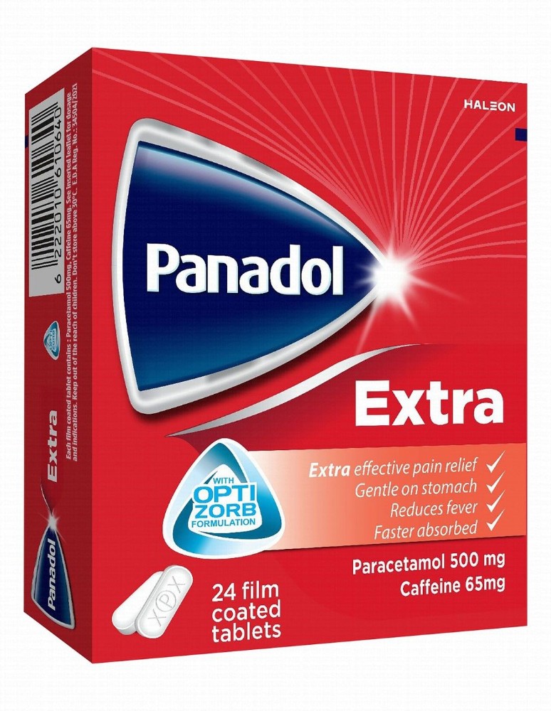Panadol Extra Optizorb 500mg Paracetamol & 65mg Caffeine for Pain & Fever Relief