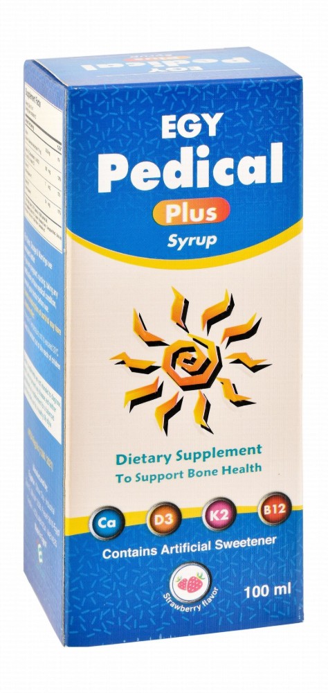 Pedical Plus Bone Support Supplement Syrup Strawberry Flavor with Calcium, Vitamin D3 & K2