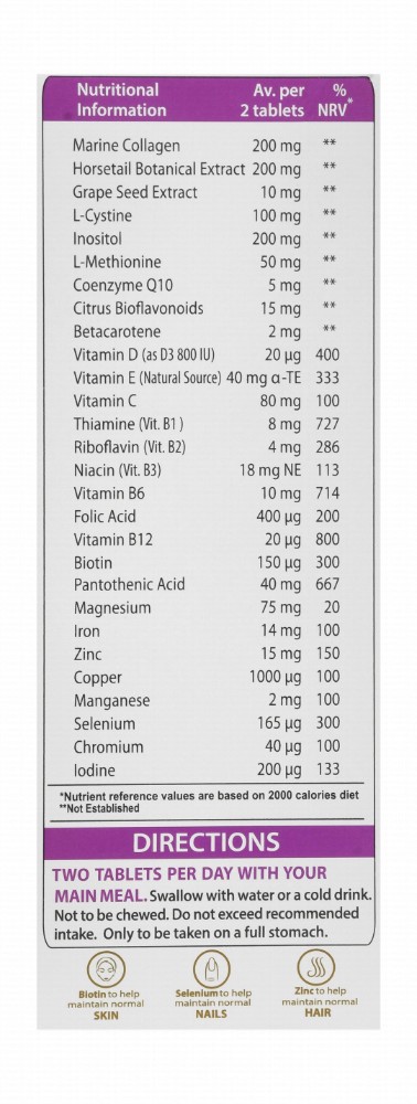 Perfectil Plus Hair, Skin & Nails Support Supplement with Biotin, Zinc & Selenium - lactose free, animal testing free, yeast free