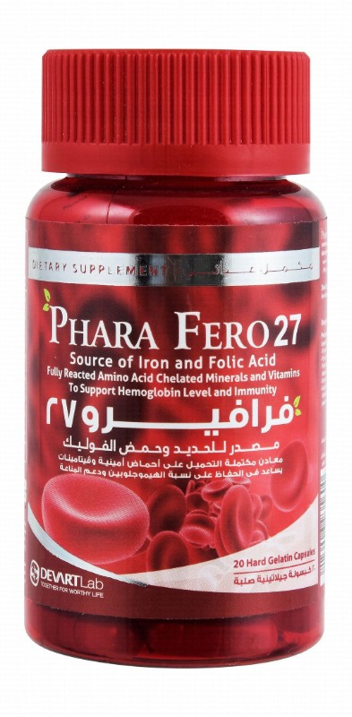 Phara Fero 27mg Iron & 11mg Zinc Normal Hemoglobin & Immunity Support Supplement with Amino Acid Chelated Minerals & Vitamins