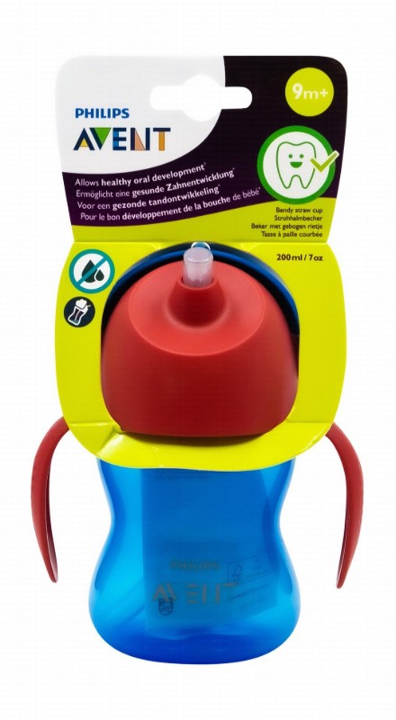 Philips Avent Red & Blue 200ml Sippy Cup with Bendy Straw (9+ Months)