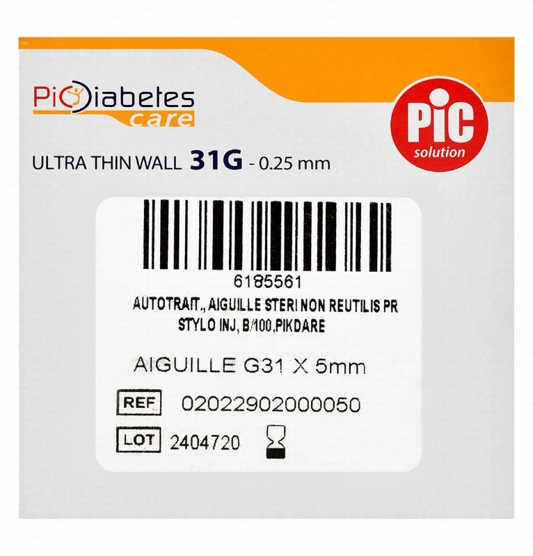 Pic Solution Advanced Insupen Sterile 5mm 31G Insulin Pen Needles - latex free