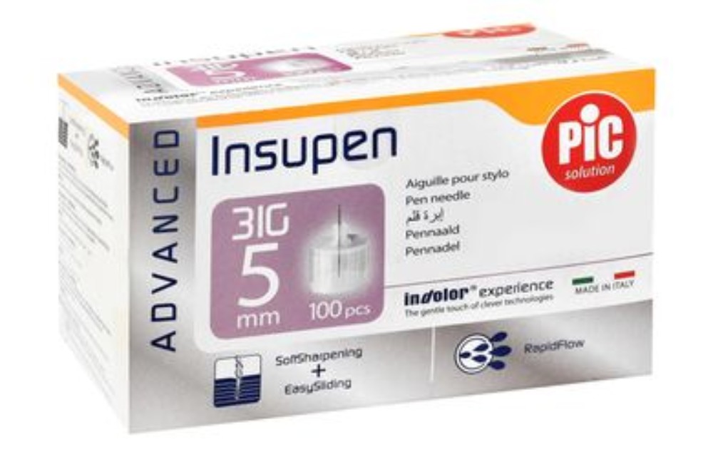 Pic Solution Advanced Insupen Sterile 5mm 31G Insulin Pen Needles - latex free
