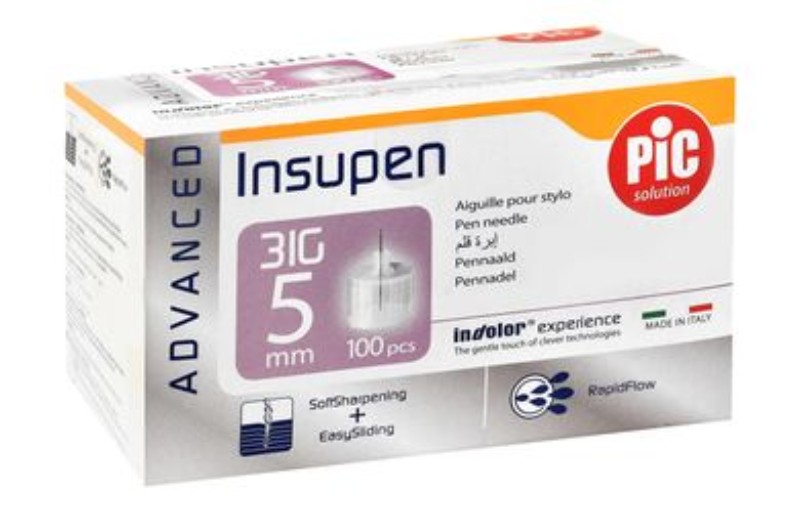 Pic Solution Advanced Insupen Sterile 5mm 31G Insulin Pen Needles - latex free