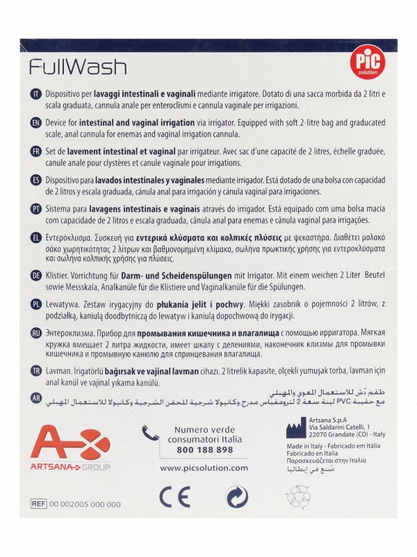 Pic Solution Fullwash Enema Kit with 2L Soft Bag