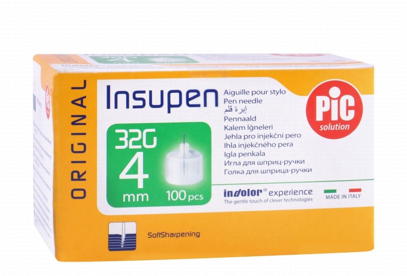 Pic Solution Insupen Original Sterile 4mm 32G Insulin Pen Needles - latex free