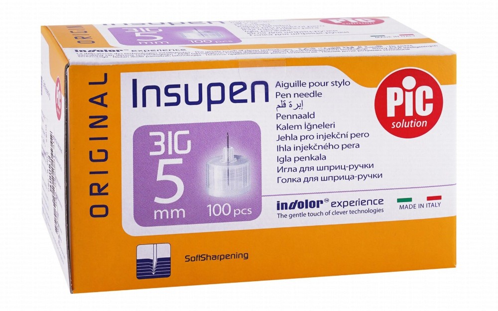 Pic Solution Insupen Original Sterile 5mm 31G Insulin Pen Needles - latex free