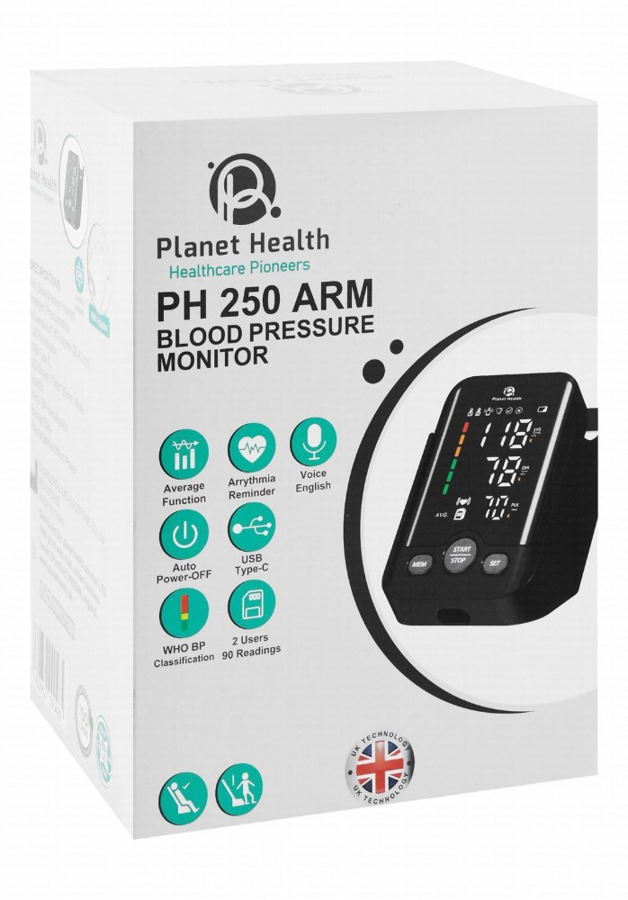 Planet Health Arm Blood Pressure Monitor - Black, PH 250