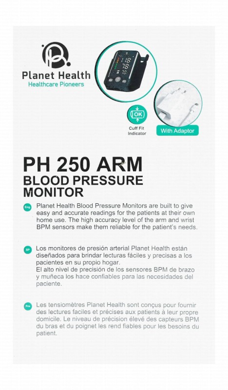 Planet Health Arm Blood Pressure Monitor - Black, PH 250