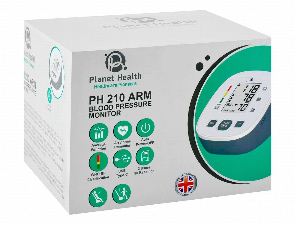 Planet Health Arm Blood Pressure Monitor - Blue & White, PH 210
