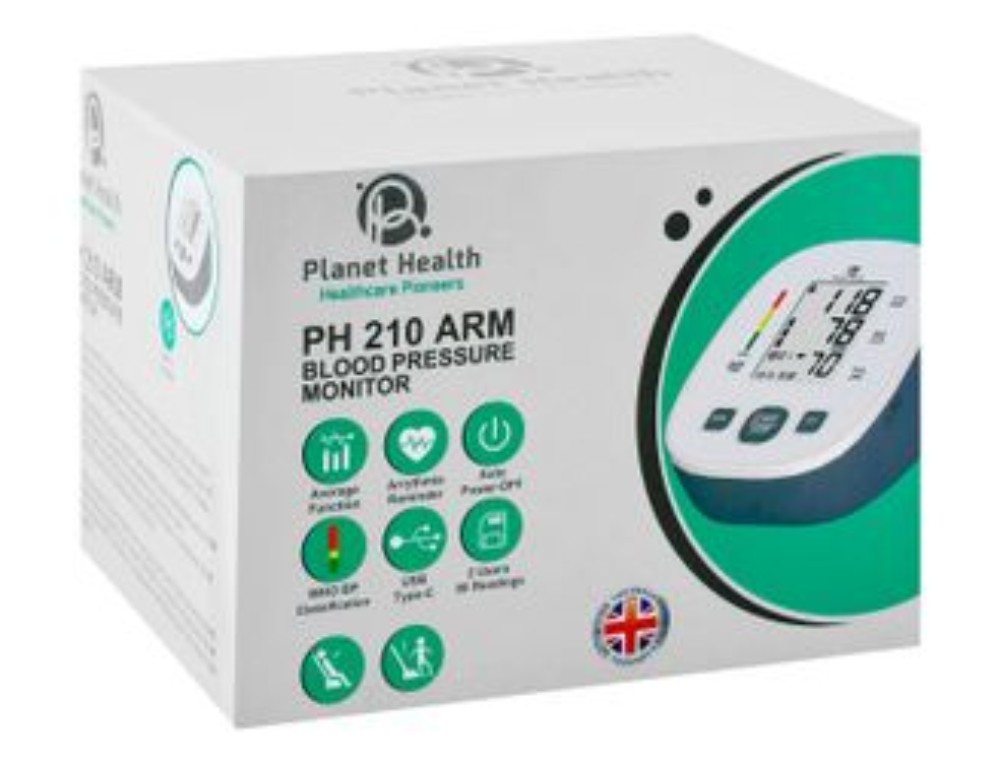 Planet Health Arm Blood Pressure Monitor - Blue & White, PH 210